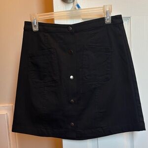 NWT Black Button Down Mini Skirt with Patch Pockets